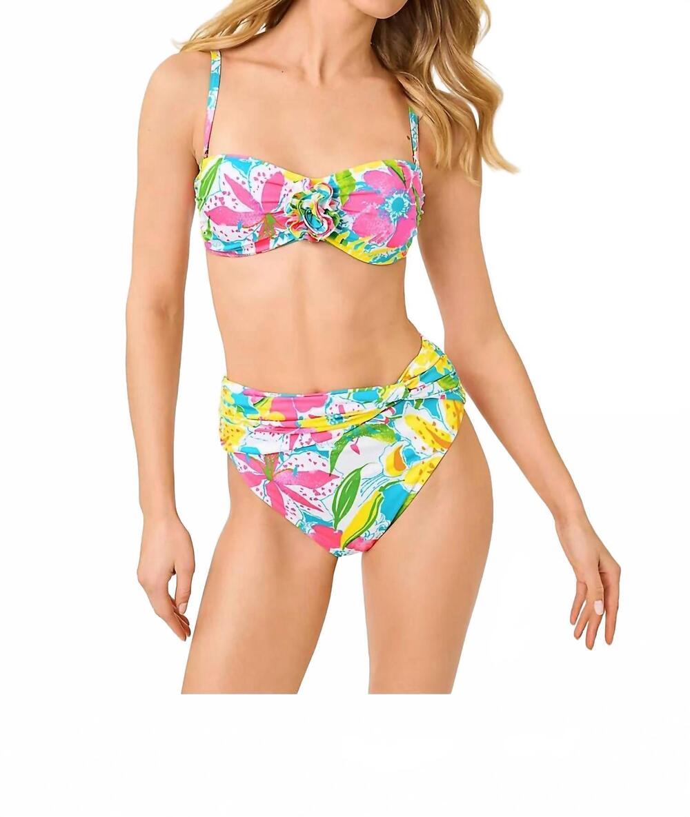 NEW LILLY PULITZER yarrow high waisted bikini bottom in multi lovely lilly